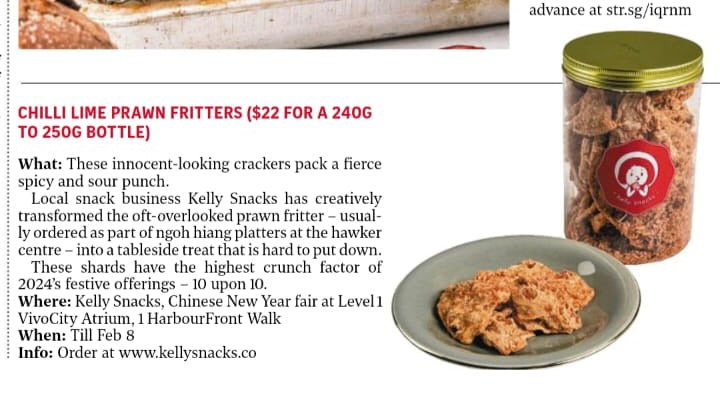 Chilli Lime Prawn Fritters (Featured on Straits Times)